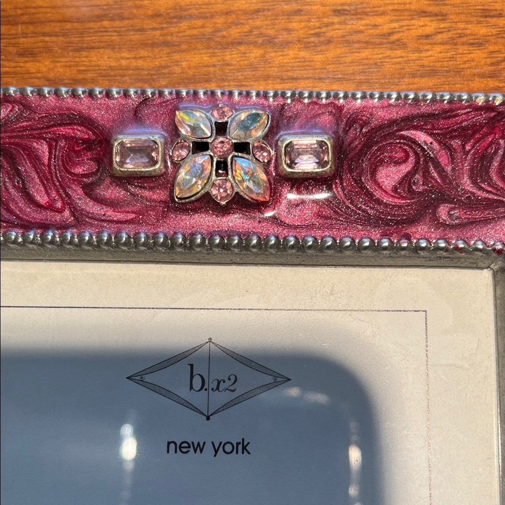 b.x2 New York Pewter, Enamel, & Swarovski Crystal Picture Frame - Picture 7 of 8